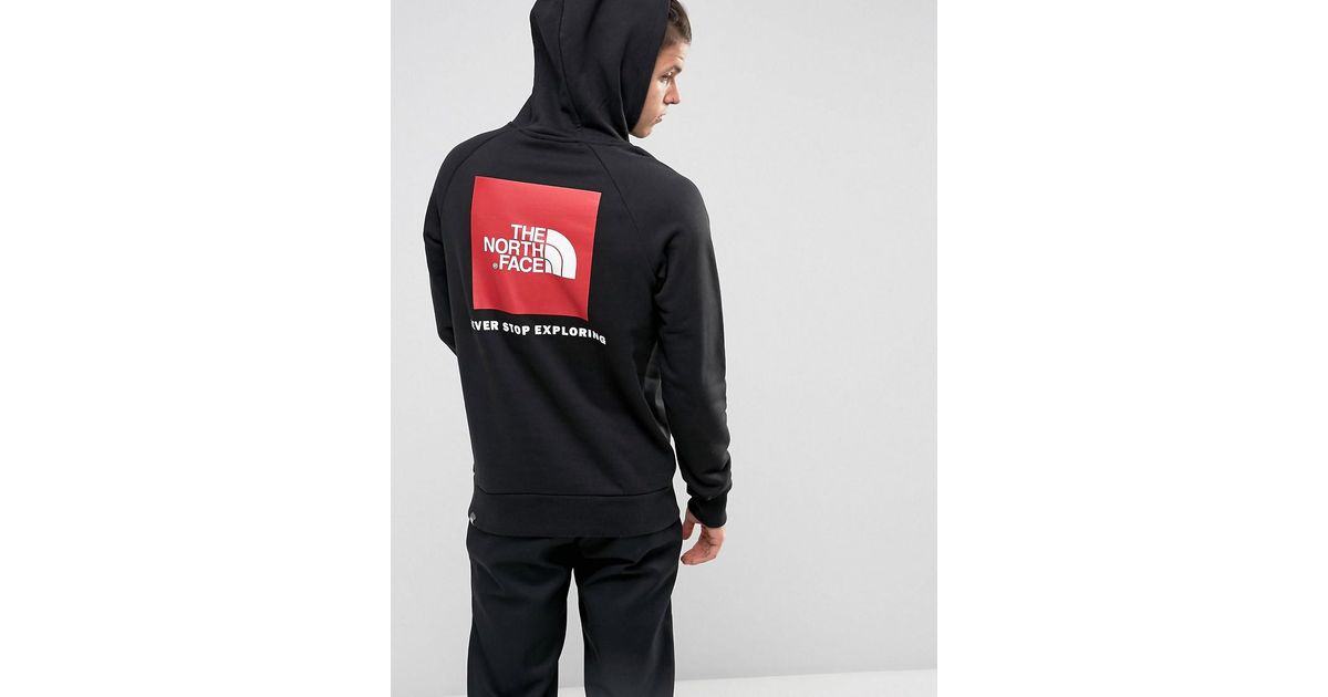 North face red box hotsell logo hoodie