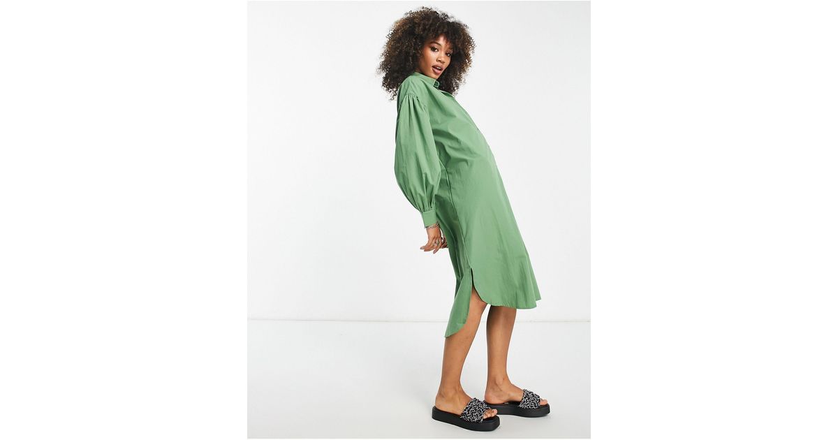 Vero Moda – langärmliges oversize-hemdkleid in Grün | Lyst AT