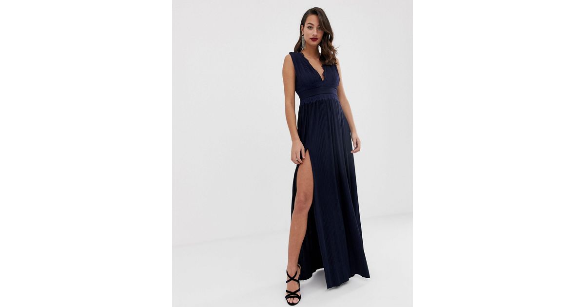 Asos design premium lace insert pleated midi dress sales