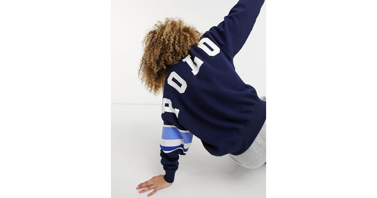 polo ralph lauren collegiate logo sweatshirt in navy