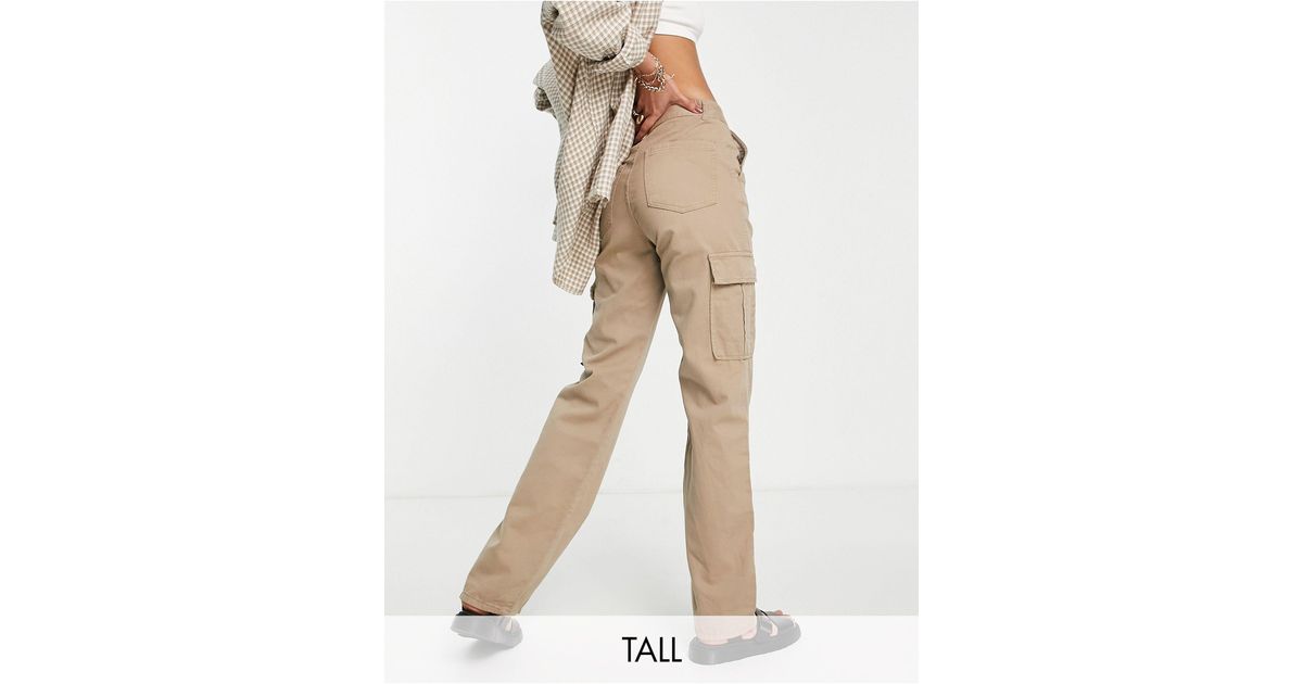 Stradivarius Str Tall Straight Leg Cargo Pants in Natural | Lyst