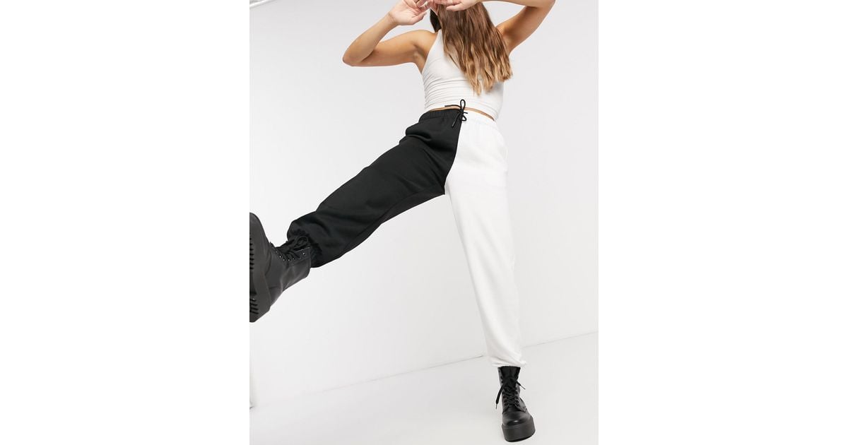 TOPSHOP Half Half joggers in Black Lyst UK