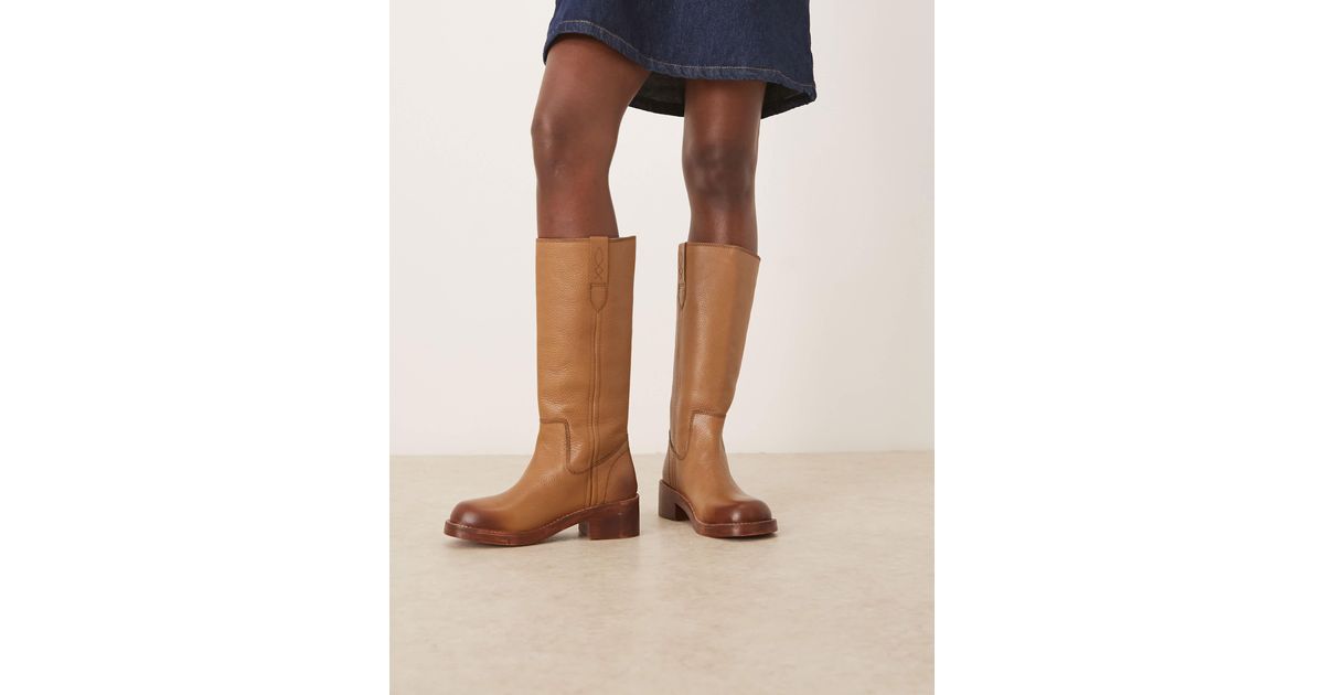 Free People Blaze Leather Pull-On Boots in Brown | Lyst