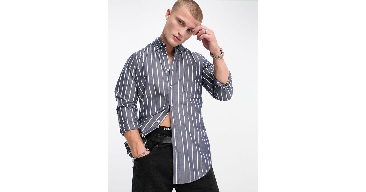 BOSS by HUGO BOSS Rickert Striped Long Sleeve Shirt in Blue for Men | Lyst