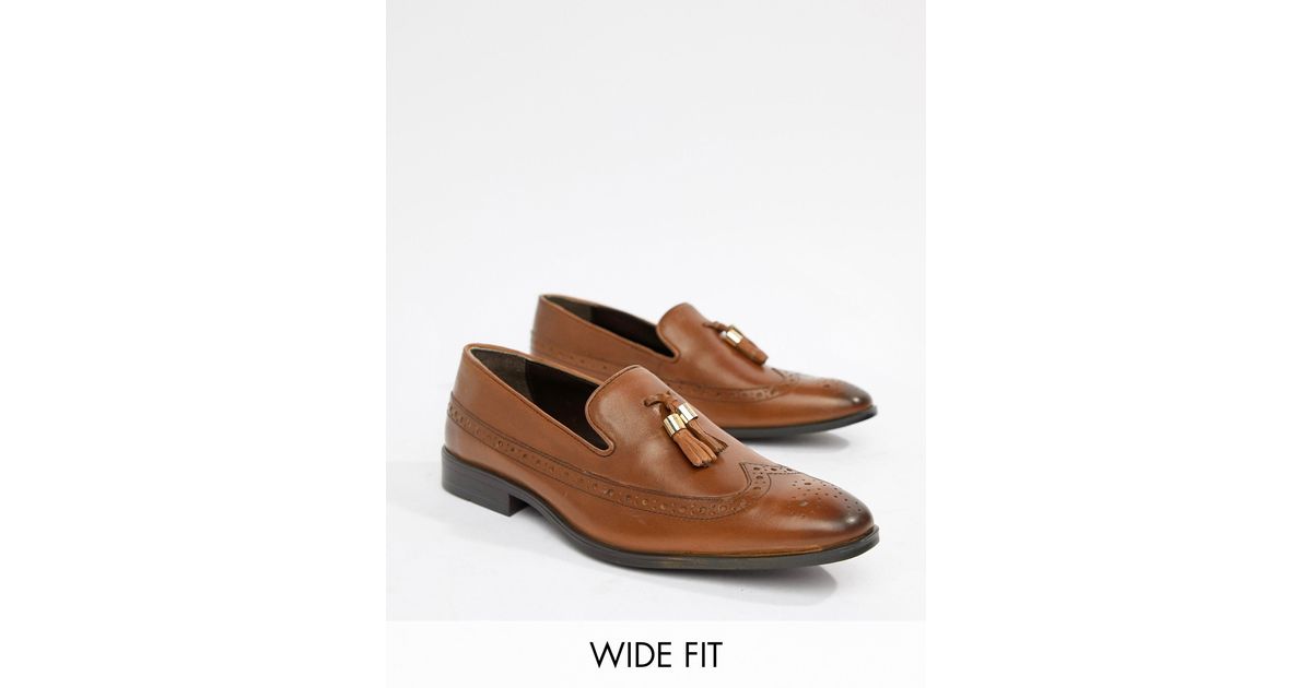 wide fit tan loafers