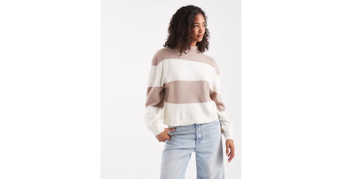 Brave Soul – hochgeschlossener pullover aus grobstrick in Weiß