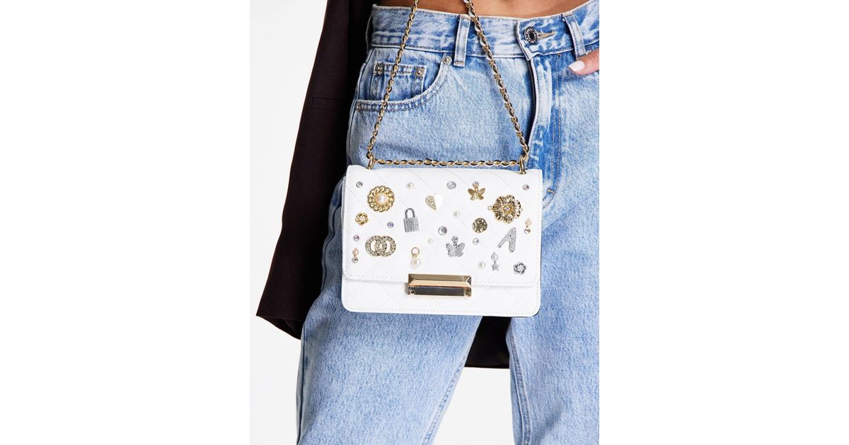 ALDO Acaresa Cross Body Bag With Embellishments in White (Blue) Lyst