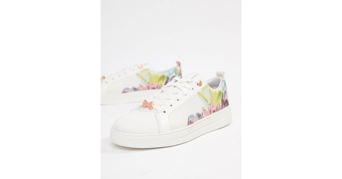 ted baker white leather trainers with floral sole