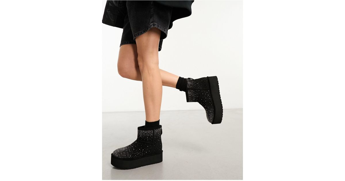 Madden Girl Ease-hr Short Rhinestone Boots in Black | Lyst Australia