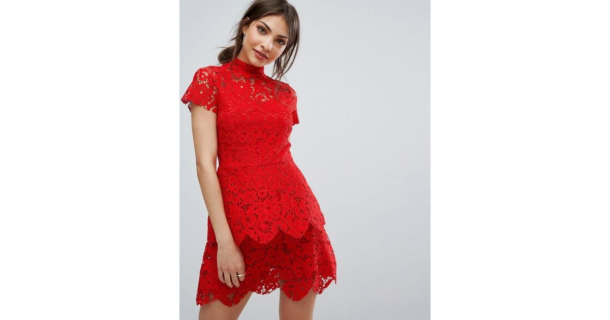 Missguided red ruffle dress hotsell