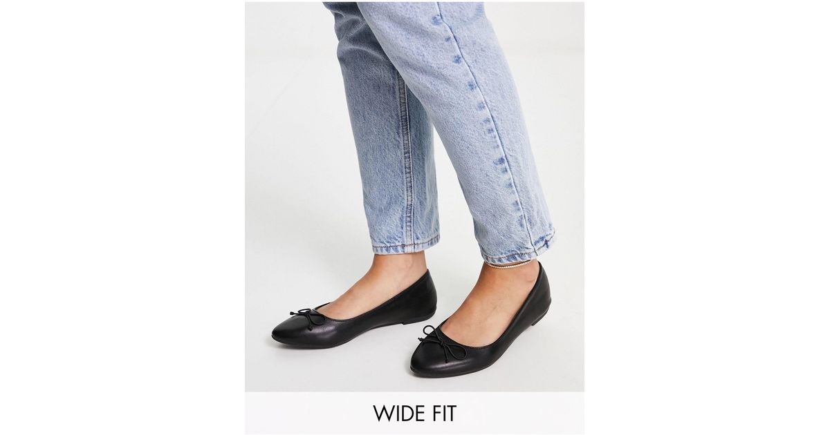 Wide fit top black ballet pumps