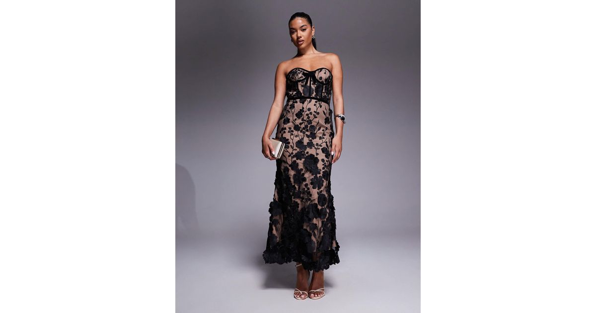 Jarlo Lace Corset Midaxi Dress in Black | Lyst