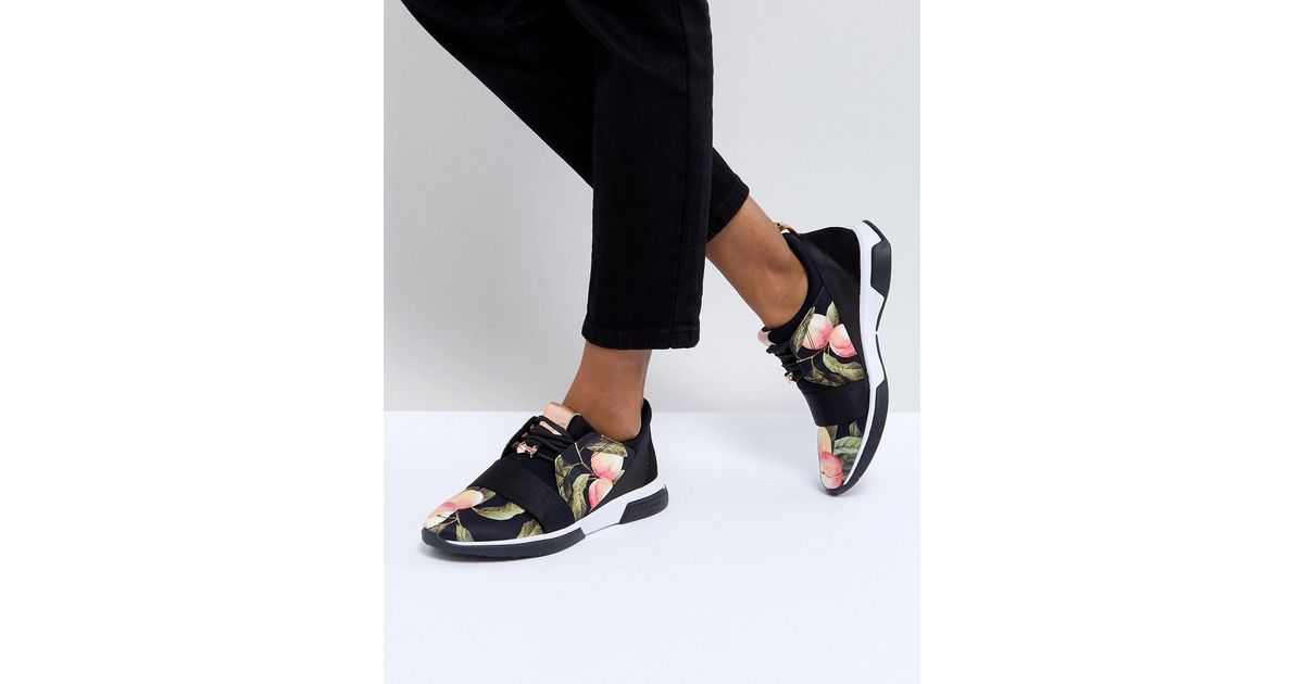 Ted Baker Cepap Peach Blossom Print Trainers in Black | Lyst