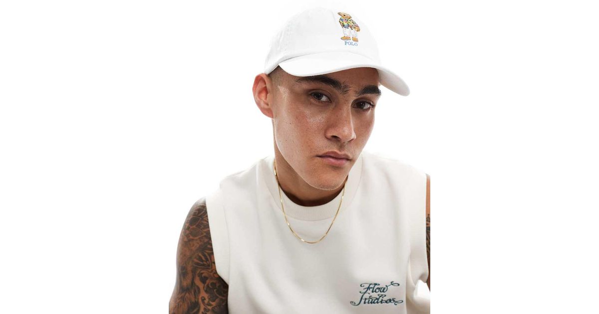 Cappello Con Visiera Con Logo Dell Orso da Uomo di Polo Ralph Lauren in Bianco Lyst