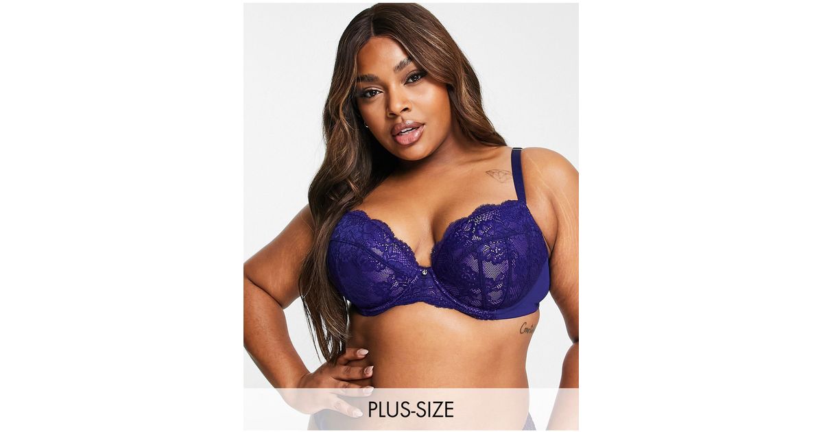 Ann Summers Curve Sexy Lace Planet Plunge Bra in Blue | Lyst