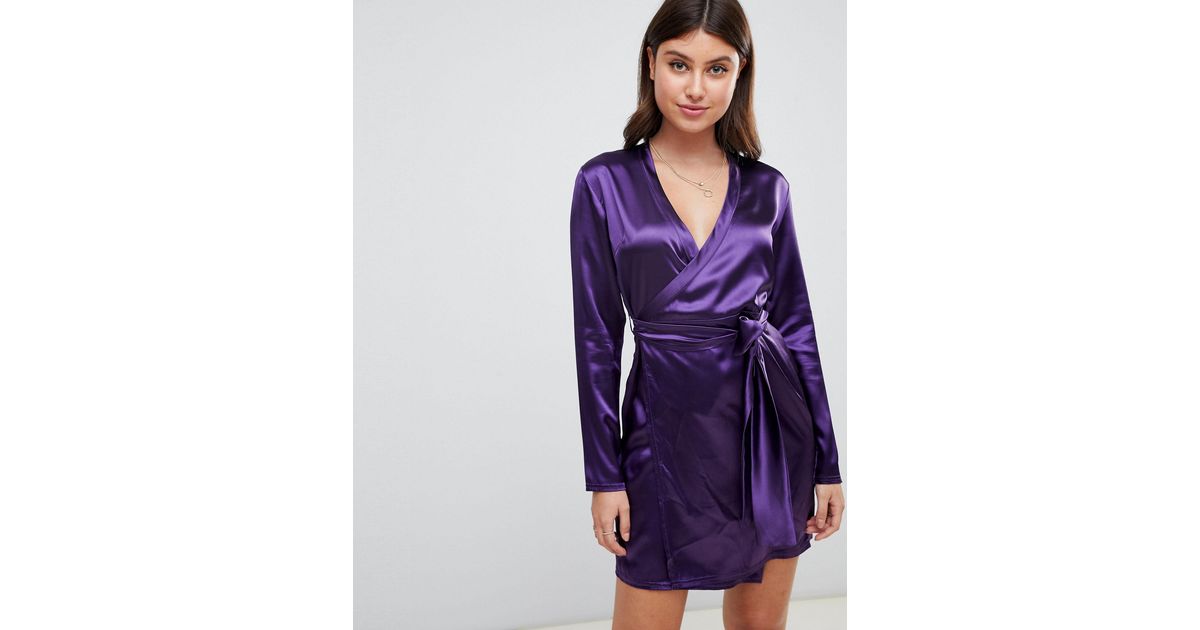 boohoo silk wrap dress