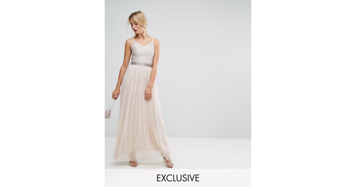 elyse embellished tulle maxi bridesmaid dress