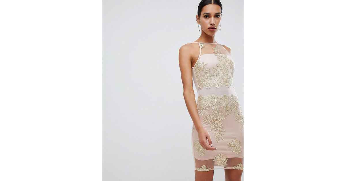 lipsy scarlet print lace bodycon dress