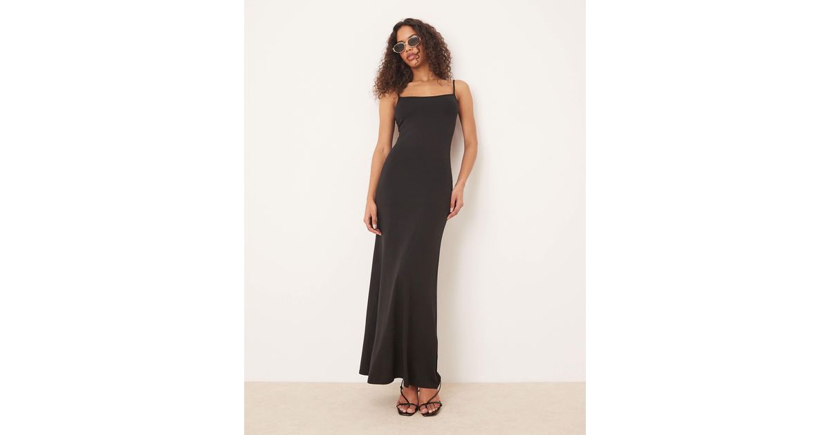 Gina Tricot Stretch Jersey Maxi Cami Dress in Black | Lyst