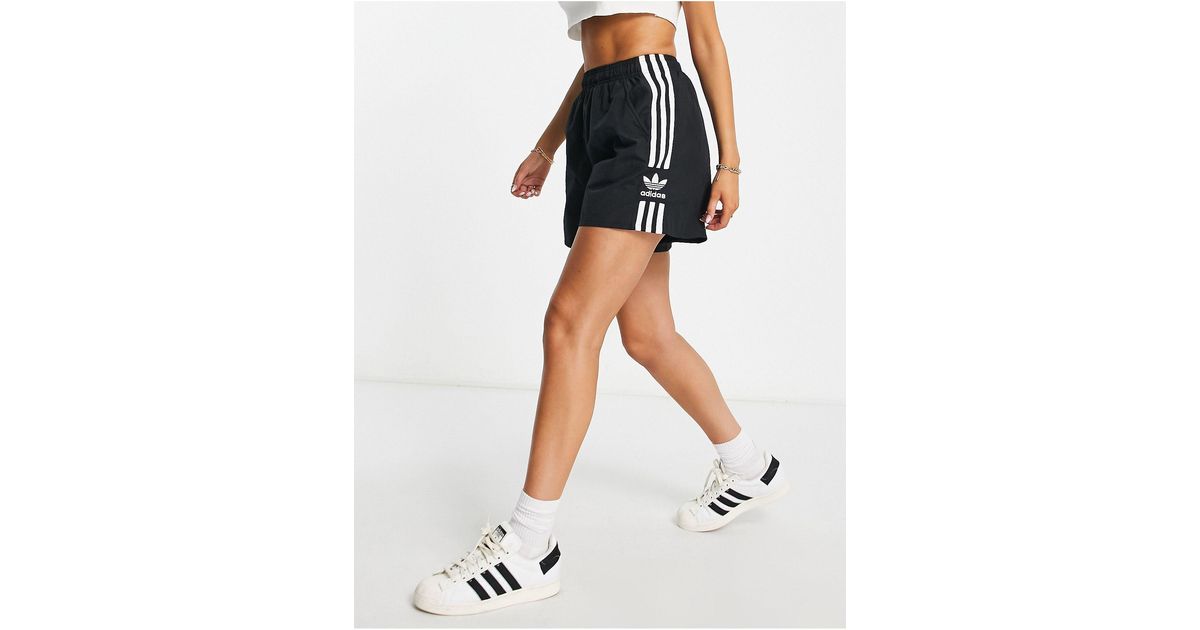 adidas Originals Three Stripe Oversized Shorts in Black Lyst