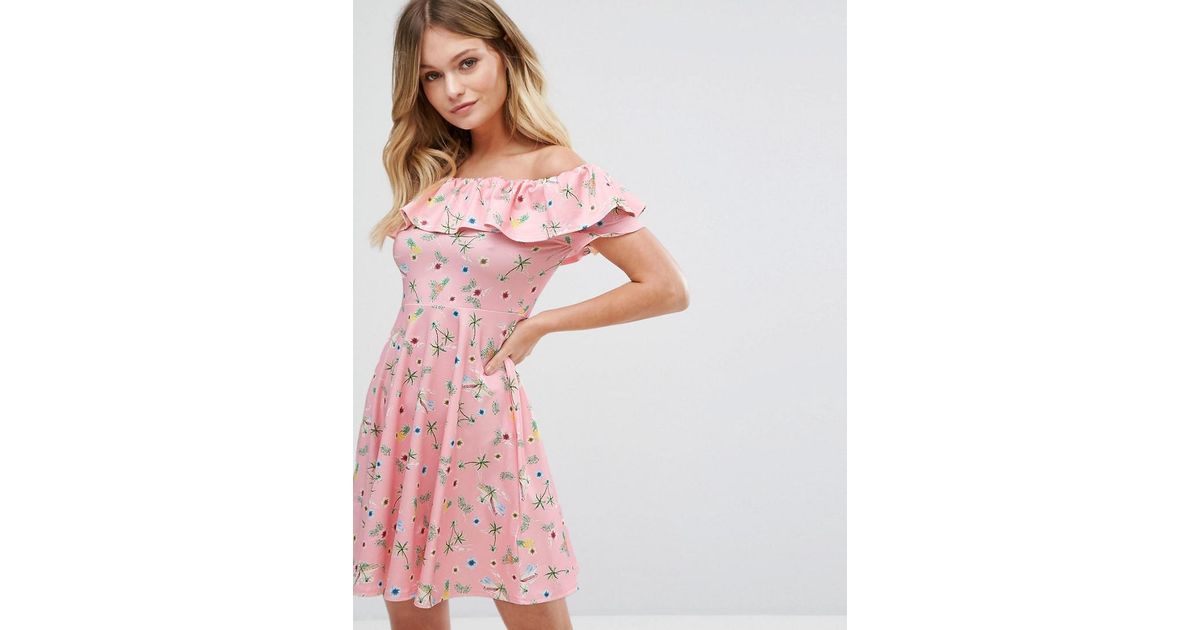 pink floral bardot dress