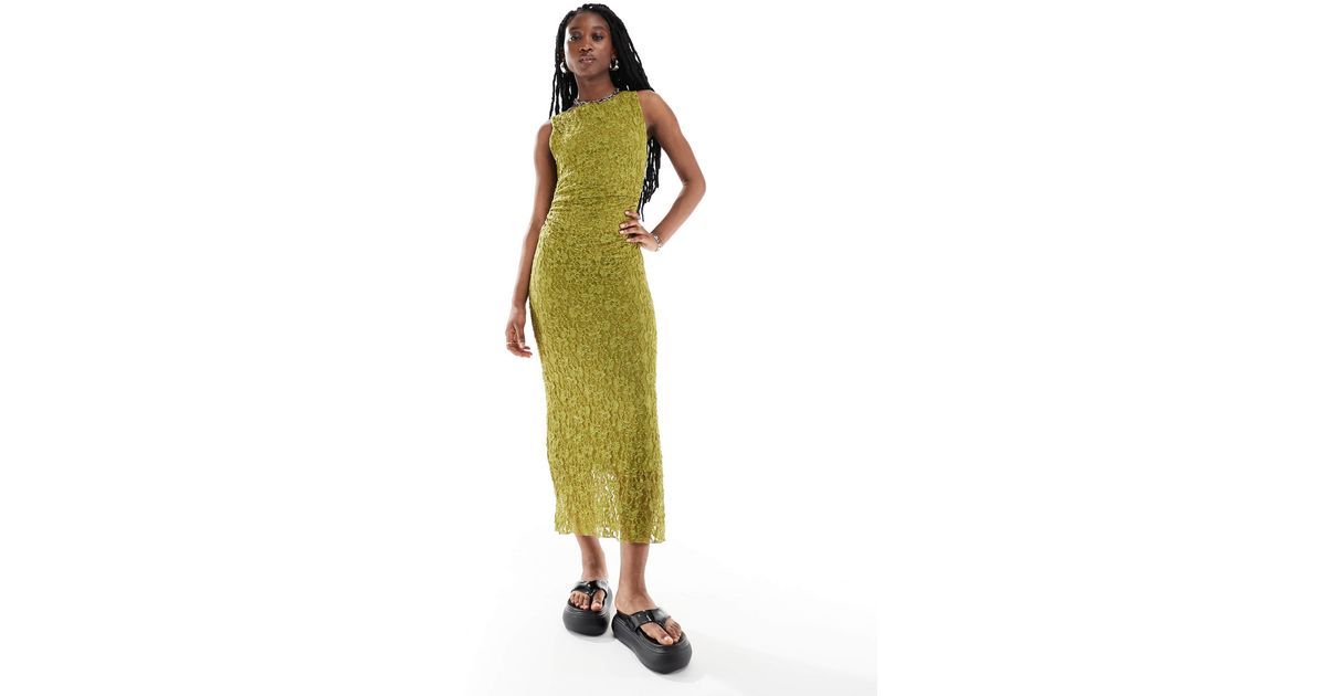 green dress pull and bear Maxi Dress Pull And Bear Party Wear Women's Midi Dresses Pull&Bear United States