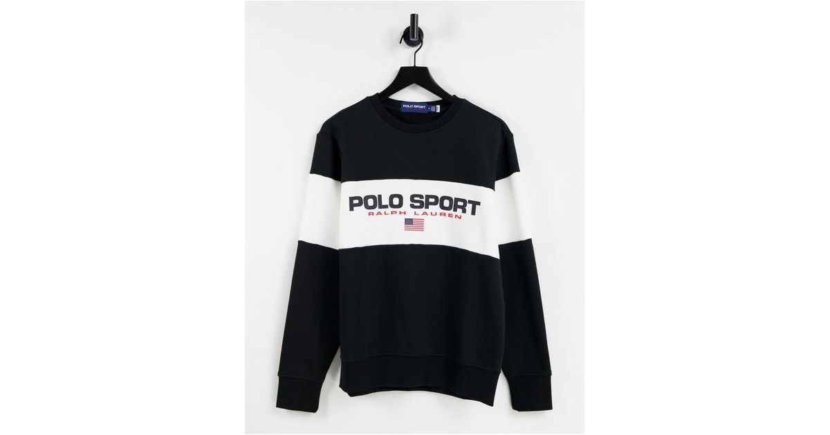 Polo Ralph Lauren Cotton Sport Capsule Retro Flag Logo Chest Stripe  Sweatshirt in Black for Men | Lyst