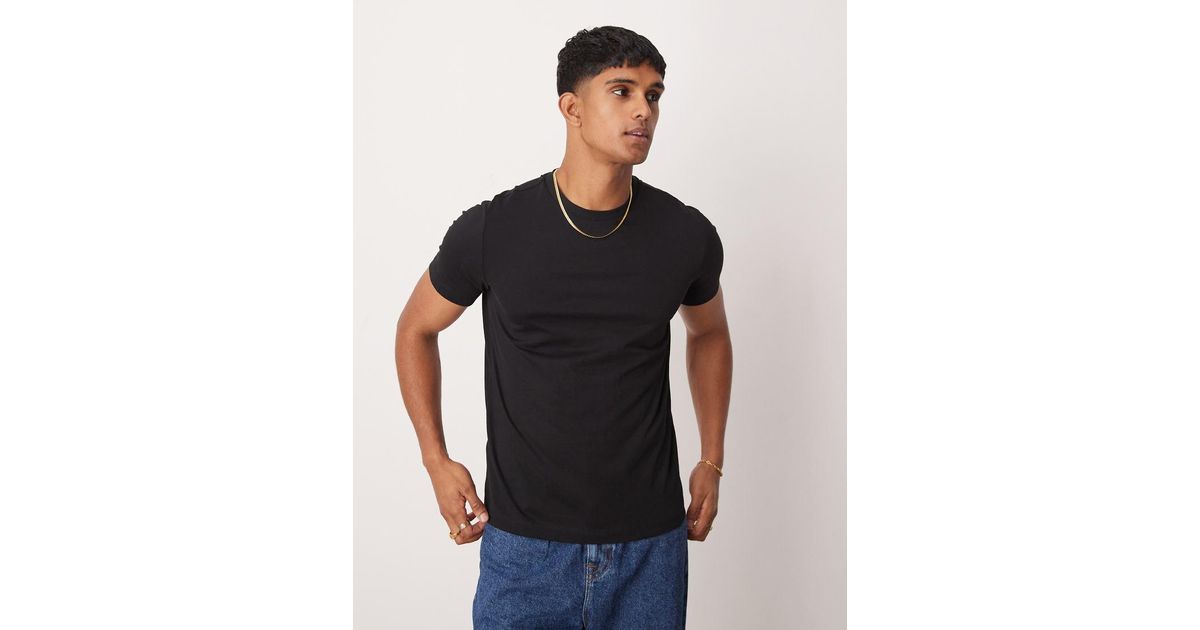Camiseta Negra Basica De Mango de hombre de color Negro Lyst