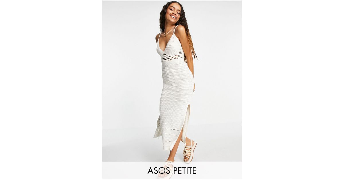 ASOS Asos Design Petite Crochet Midi Dress in White Lyst Australia