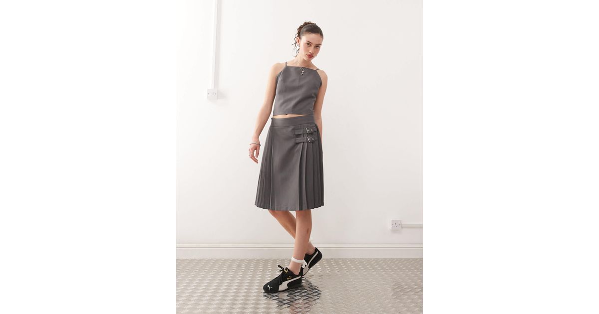 Collusion Tailored Midi Kilt in White | Lyst