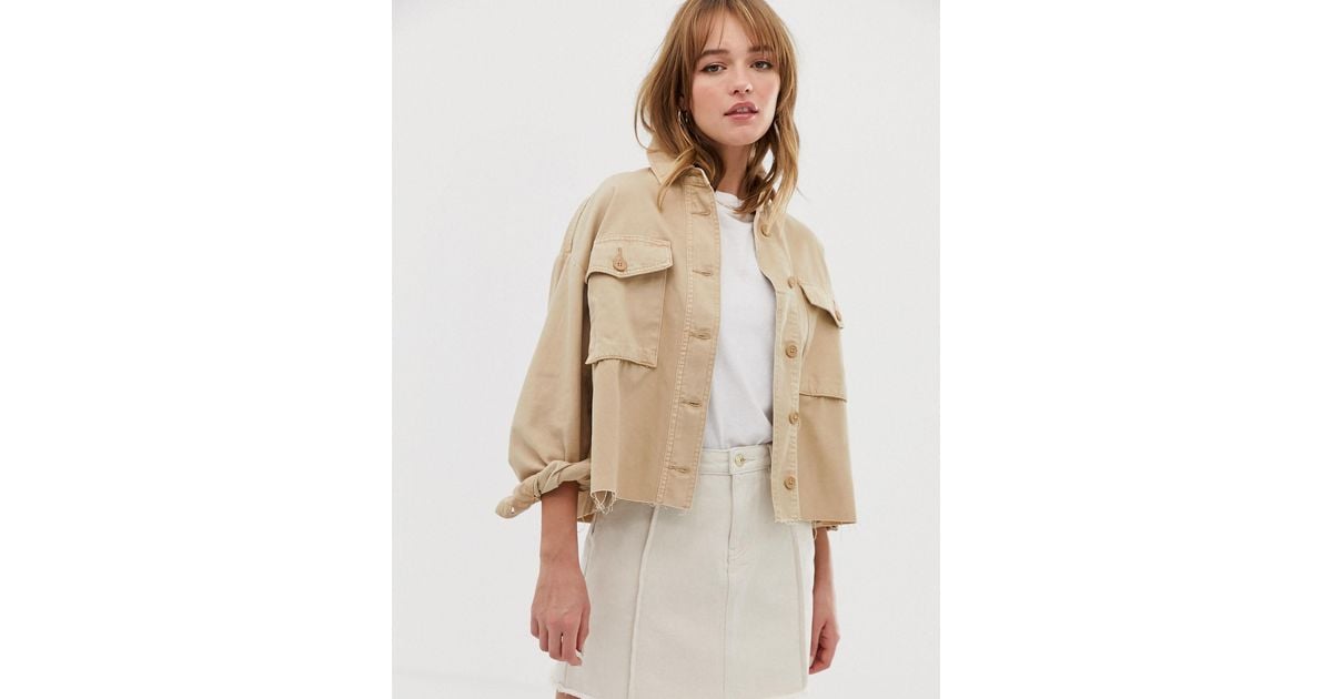 ONLY Cropped Utility Jacket in Natural