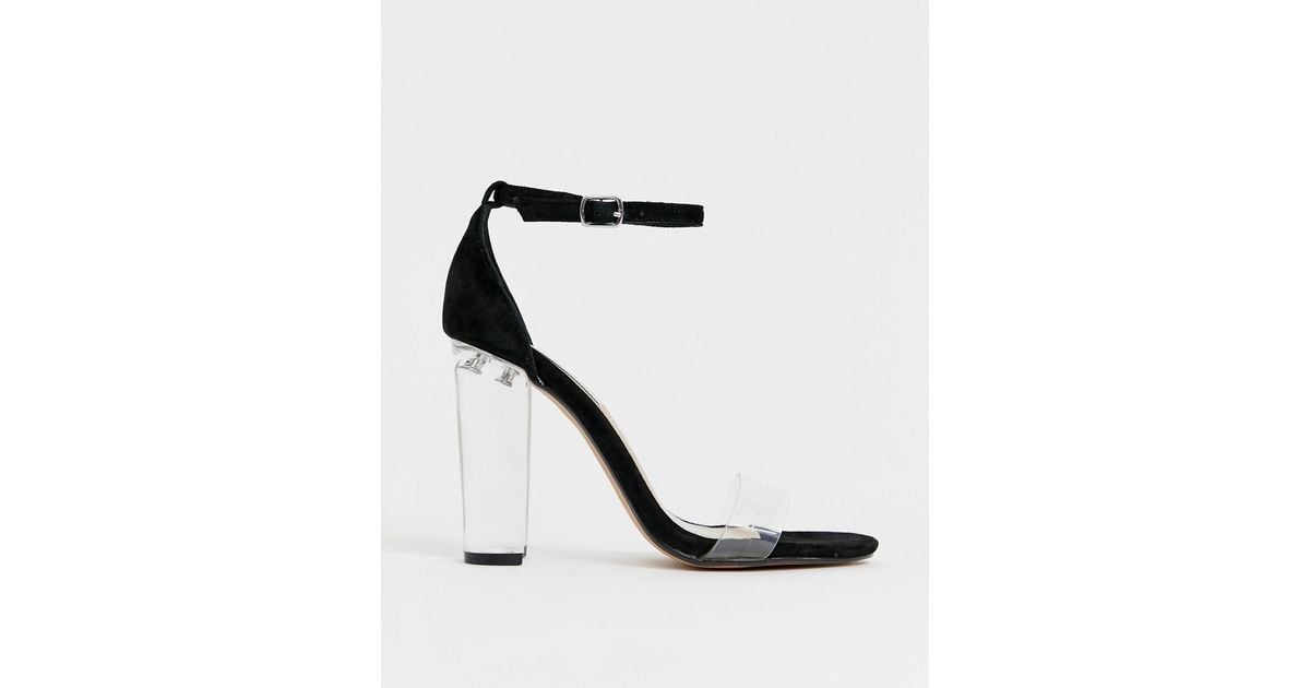 Steve Madden Suede Clear Strap Heeled Sandals in Black | Lyst