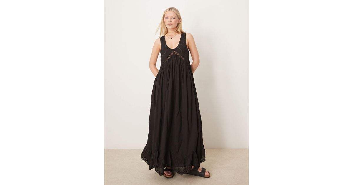 ASOS Hanky Hem Maxi Dress With Scoop Neck in Black | Lyst