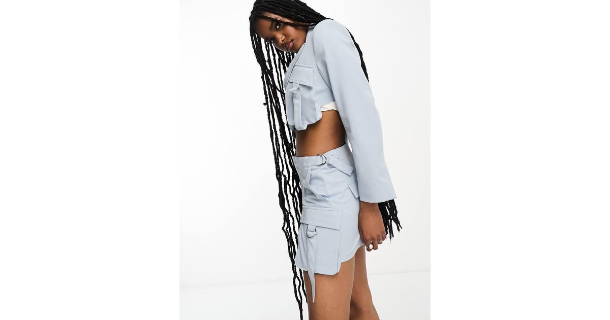 Gonna Pantalone Cargo Sartoriale di Bershka in Blu Lyst