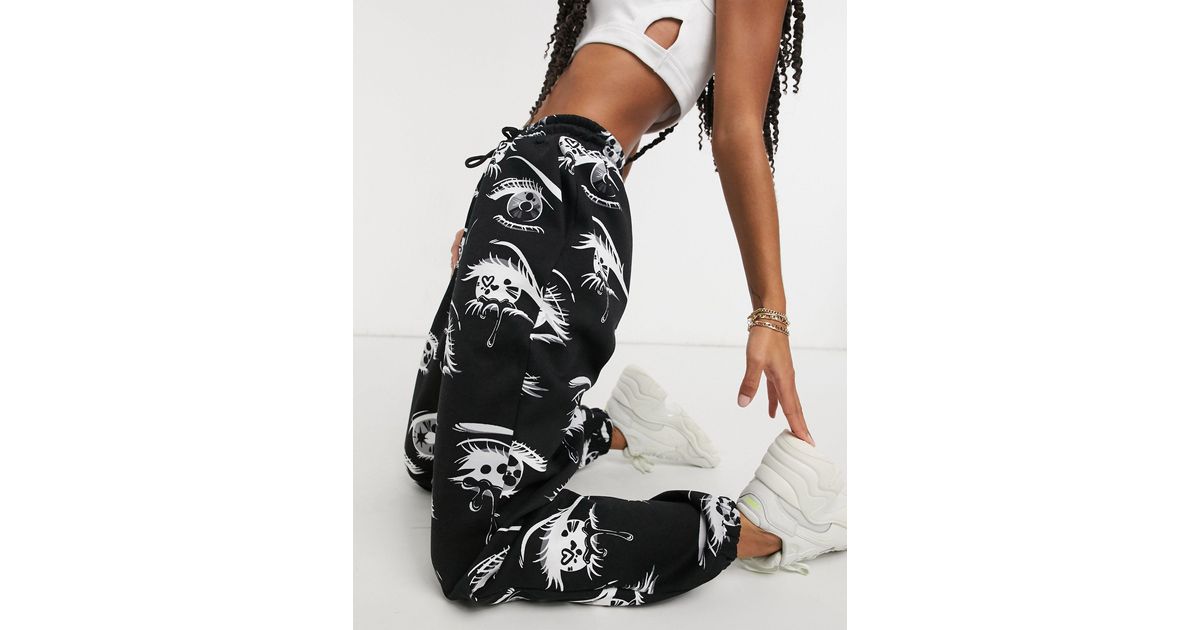 Bershka X Billie Eilish Eye Printed Joggers In Black | forum.iktva.sa