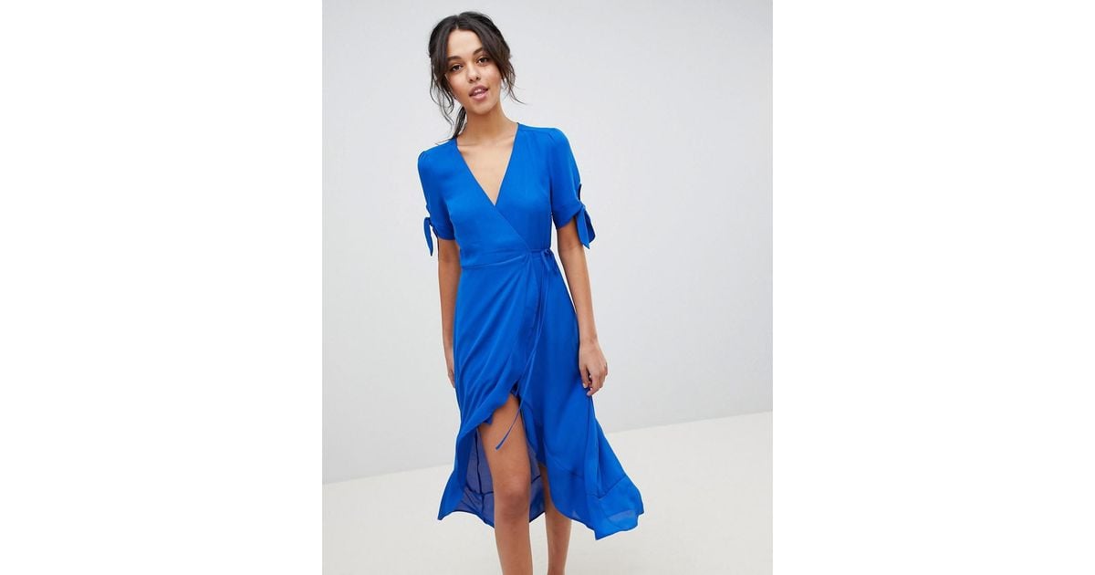 wrap dress with ruffle hem