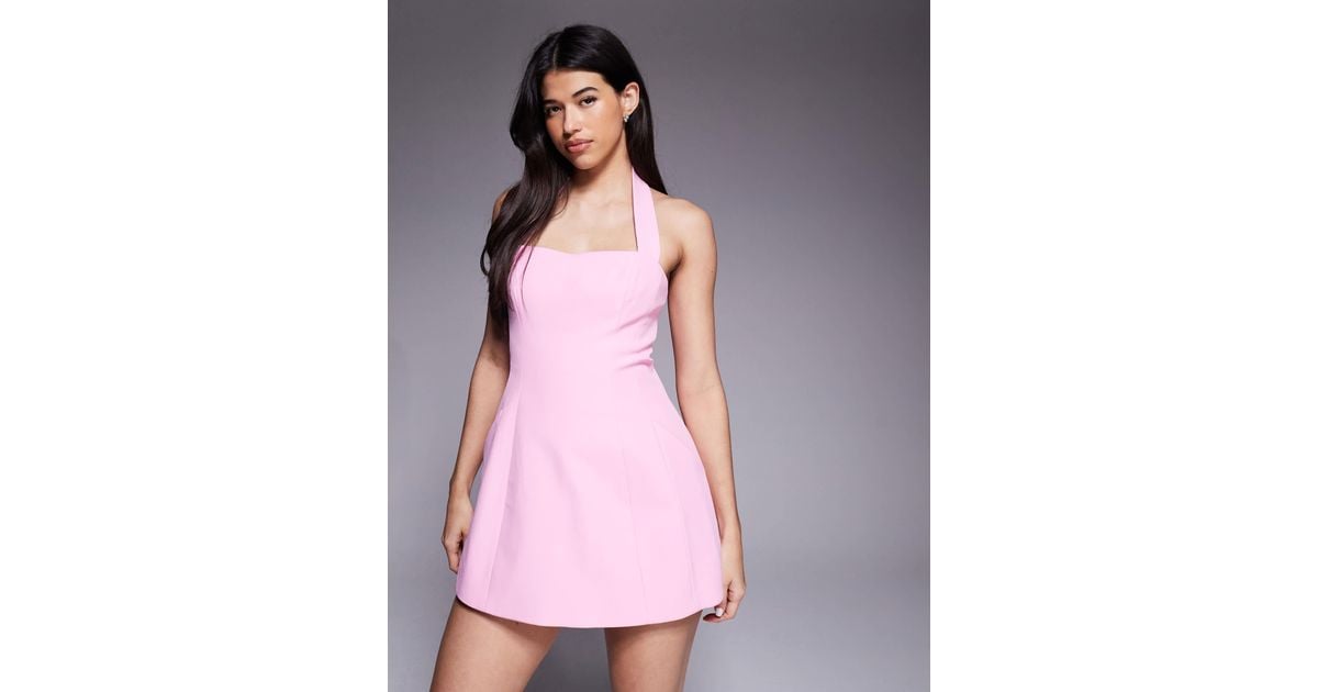 Bardot Nevelle Hourglass Halter Neck Mini Dress in Purple | Lyst