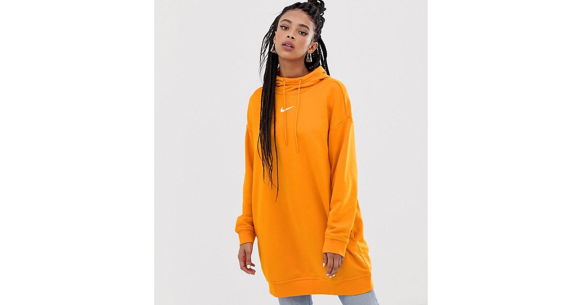 nike orange longline hoodie