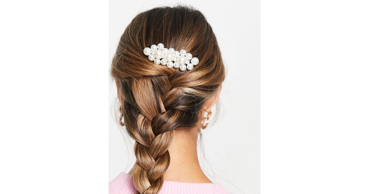 True Decadence Occasion Pearl Cluster Hair Comb in Brown | Lyst