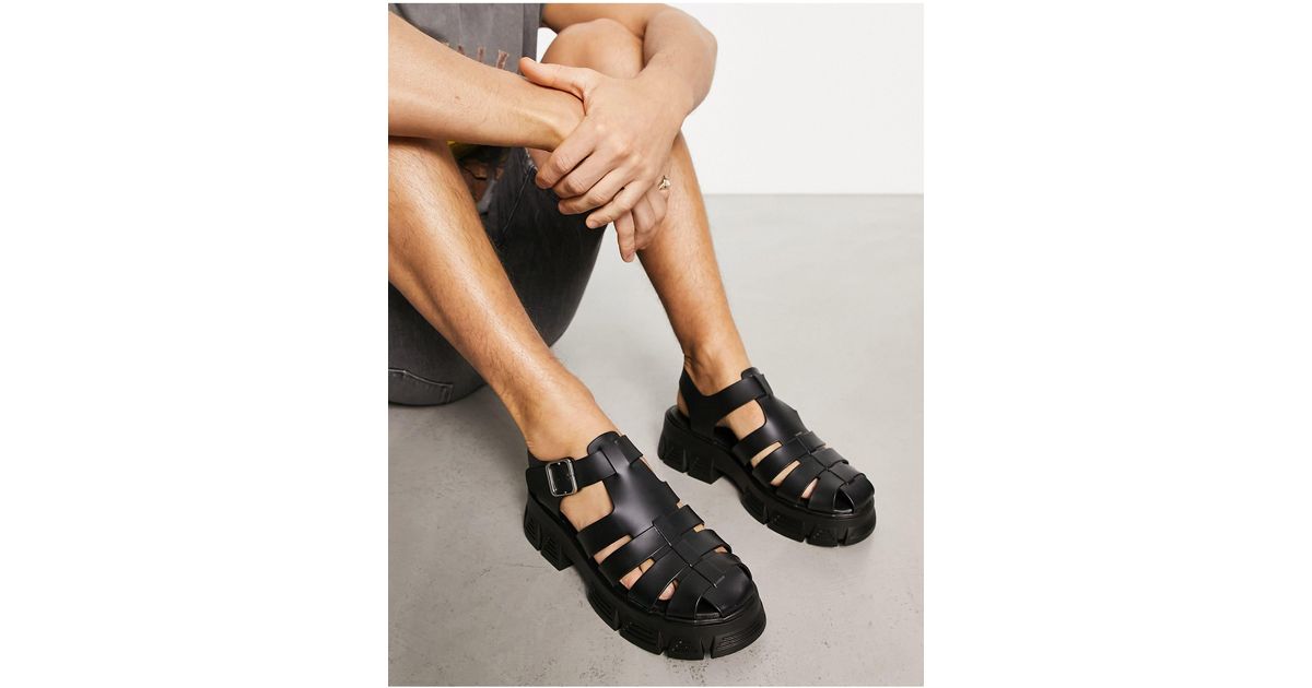 ASOS Chunky Moulded Sandals in Black for Men | Lyst