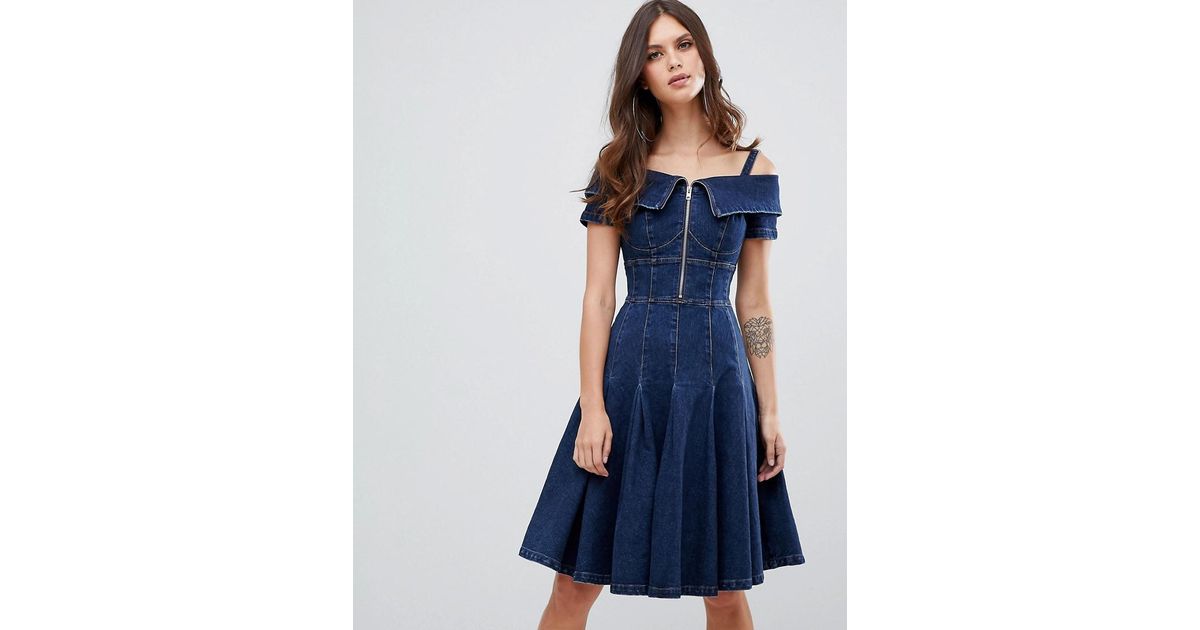 Miss Sixty Flare Denim Dress in Blue | Lyst Canada