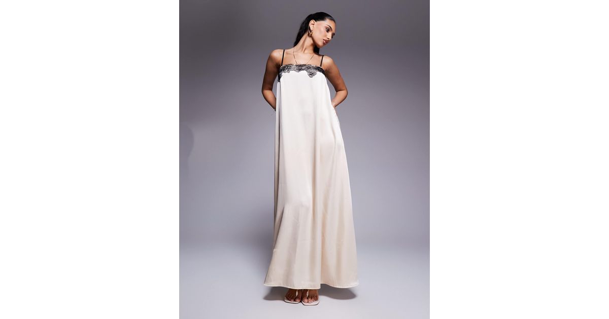 Tie dye square neck contrast backless cami maxi dress