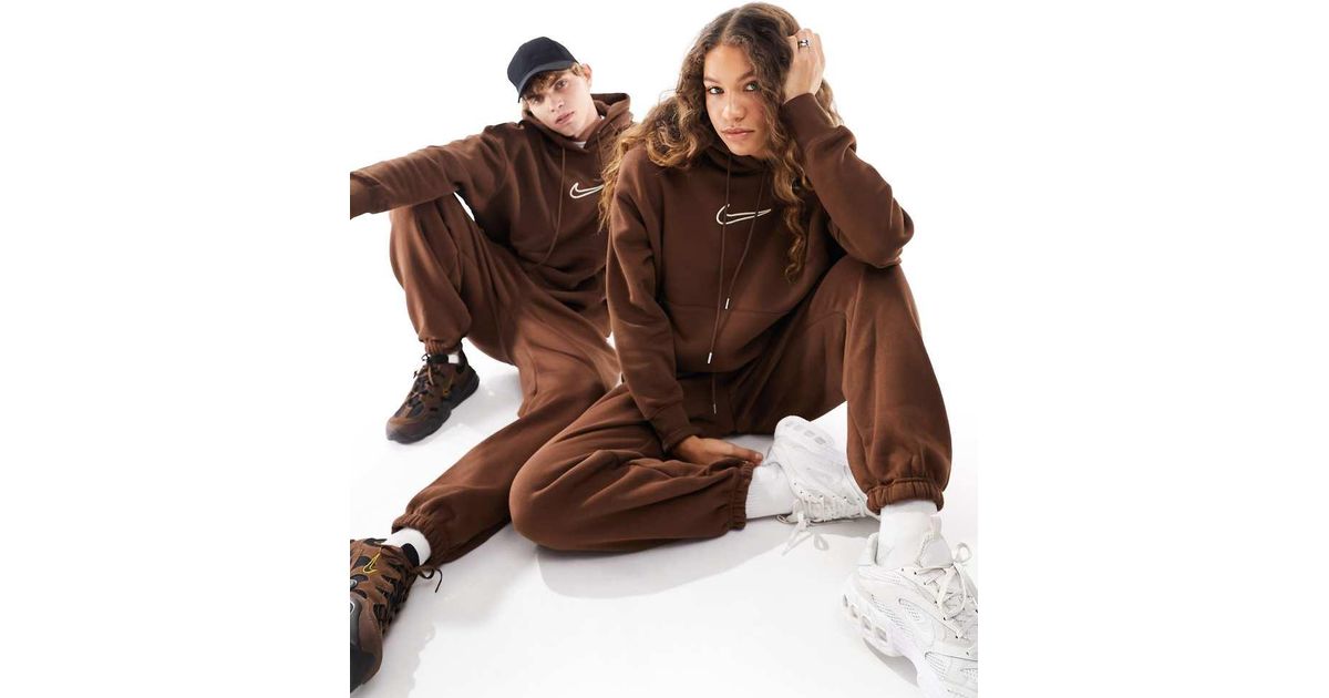 nike swoosh oversized brown tracksuit