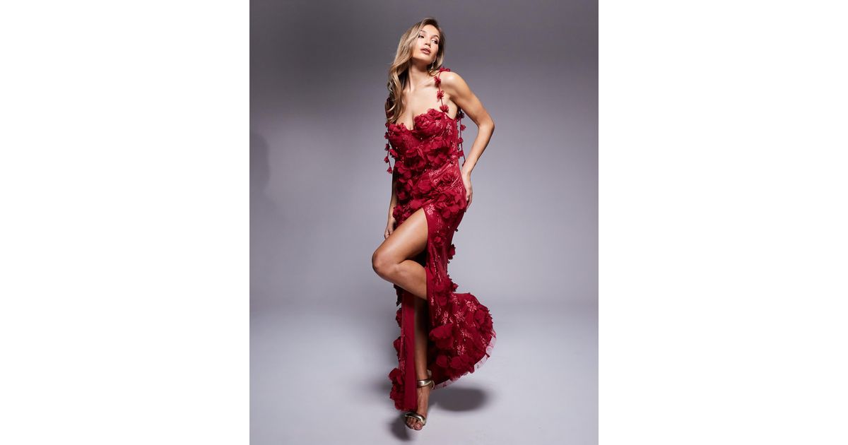 ASOS 3d Floral Embellished Lace Maxi Dress in Red | Lyst ASOS 3d Floral Embellished Lace Maxi Dress in Red | Lyst