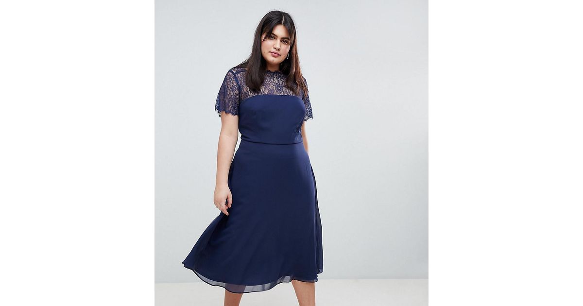 asos lace insert panelled midi dress