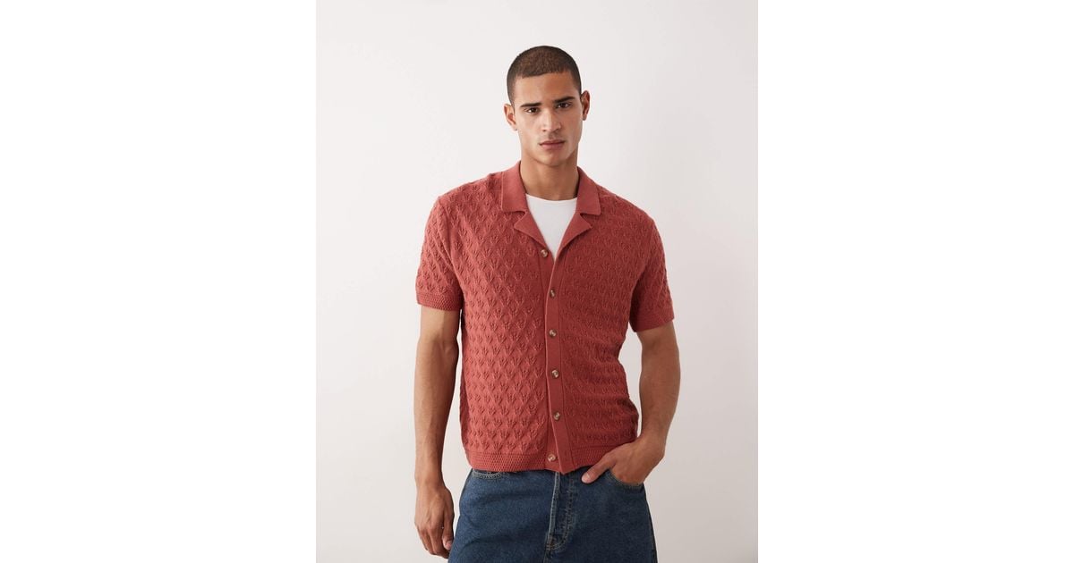 Red Knit Short Sleeve Polo