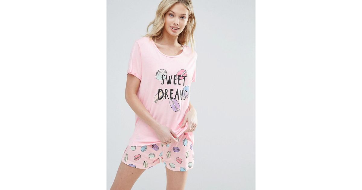 Ladies Crop Top Pure Cotton with Sweet Dreams Slog Print Shorts Pyjamas Set