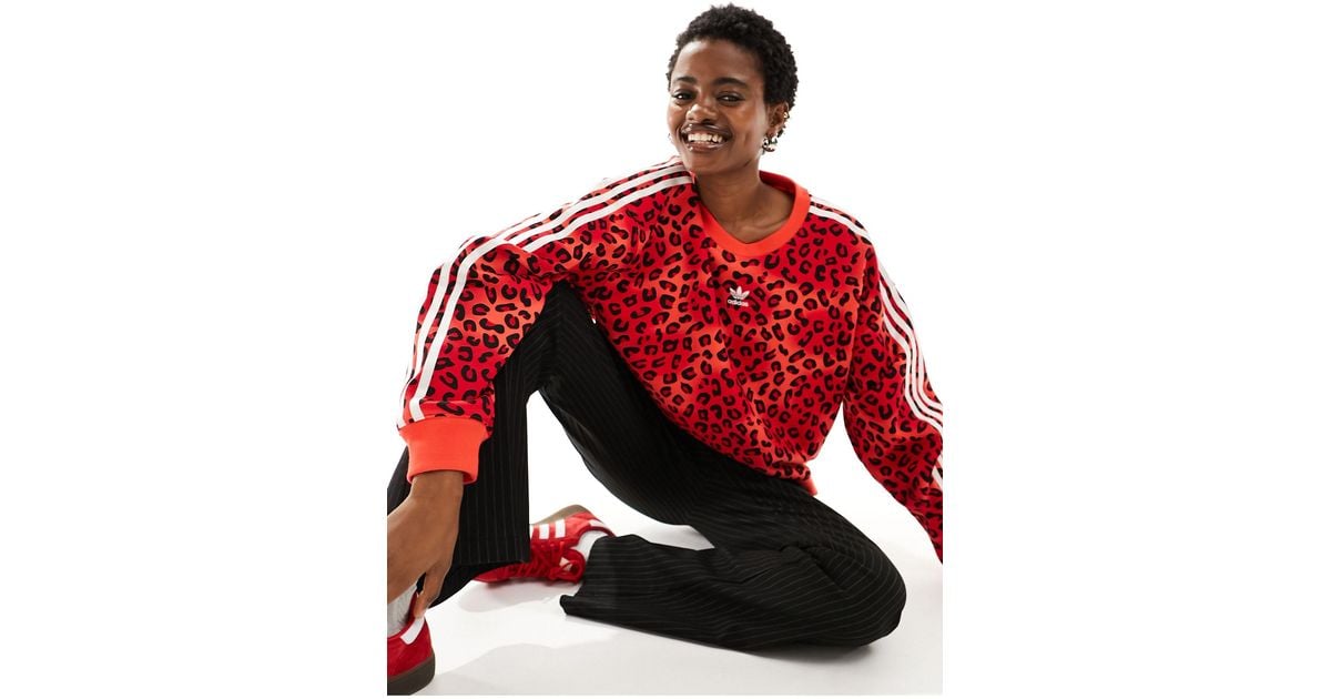 adidas Originals Leopard Luxe Sweatshirt in Red Lyst UK