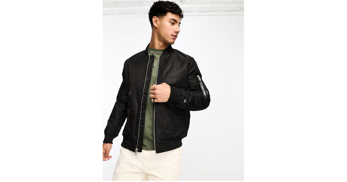 Calvin Klein Bomber Jacket in Black for Men | Lyst