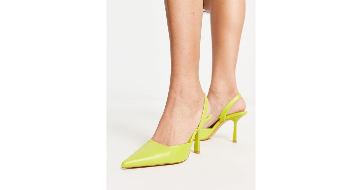 London Rebel Slingback Heeled Shoes in Yellow | Lyst